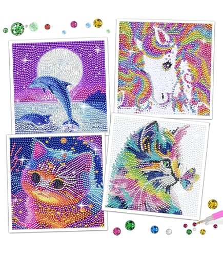 Kit Diamond Painting Per Bambini - 4 Pezzi Animali, Pittura Con Diamanti 5D, Regalo Creativo - Foto 2