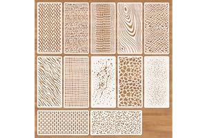 OOTSR 12 Pochoirs de Dessin de Peinture Texturée Géométriques, 22x10,5cm Gabarits de Peinture Réutilisables en Plastique, Modèle de Pochoir pour DIY Scrapbooking Murs Cartes Bois Meubles Décoration