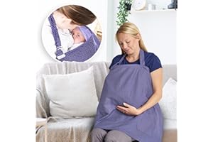 JUICY BUMBLES Copri Seno Allattamento con Tasche - Lenzuolo Allattamento Morbido e Traspirante - Coperta per Allattamento (Blue Navy)