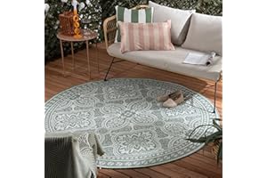 ‎FRAAI | HOME & LIVING FRAAI | Home & Living In- & Outdoor Teppich Rund - Summer Oriental Grün Ø 160cm - Wetterfest - Polypropylen - Flachgewebe - Balkon, Garten/Terrasse - Terrasse - Rug
