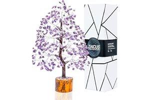 ZAICUS Amethyst Tree Crystal Tree of Life Bonsai Money Tree Purple Stone Tree Chakra Tree Handmade Gift Good Luck Tree Prosperity Stones For Home Office Decorations Ornament Silver Wire 10-12 Inch