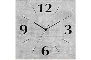 ‎ARTLAND ARTLAND Wanddeko Wanduhr ohne Tickgeräusche Alu Funkuhr 30x30 cm Quadratisch Lautlos analoge Funkuhr, 4 Ziffern 30x30 cm Grauer Beton Optik U1RG