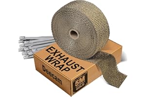 ‎DEECAM Heat Protection Tape Motorcycle 5 m, Exhaust Sealing Tape, Pack of 10, 300 x 4.6 mm with Stainless Steel, Cable Ties for Exhaust Manifold, Deecam Heat Protection Tape on Exhaust