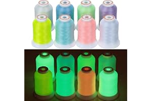 ‎NEW BROTHREAD New brothread 8 Farben Leuchtend Leuchten im Dunkeln Maschinenstickgarn Set 30WT 500M (550Y) Jede Spule zum Sticken, Quilten, Nähen