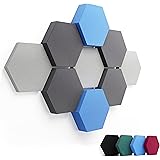 FENNEXT ® Velvet Geluidsabsorberende Wandpanelen – Decoratieve Schuim Platen met anti Reverberatie voor Gaming, YouTube Studio, Kantoor - 8x 3D Hexagon STONY SHADES