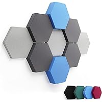 FENNEXT ® Velvet Geluidsabsorberende Wandpanelen – Decoratieve Schuim Platen met anti Reverberatie voor Gaming, YouTube Studio, Kantoor - 9x 3D Hexagon YELLOW DARK