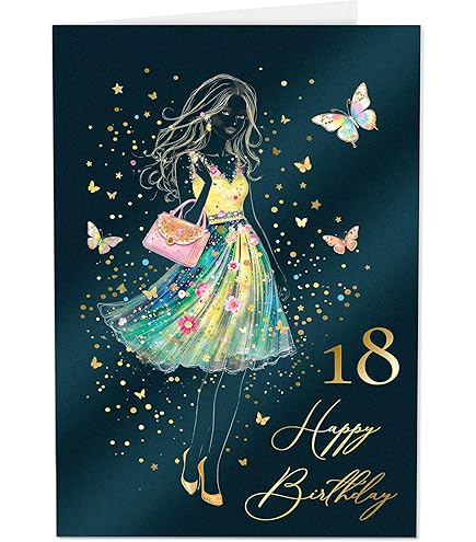 Biglietto Auguri 18° Compleanno Figlia - For A Special Daughter 18 Today - Torta Floreale Con Dettagli Oro - 2
