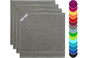 ‎LASHUMA Lashuma Küchenhandtücher Grau 50x50 cm, Linz 4er Geschirrhandtücher 100% Baumwolle