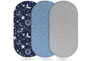 Unnivoll Prześcieradła do kosza Mojżesza, 3 sztuki, prześcieradło dla noworodka, dopasowane dla chłopca i dziewczynki, super miękkie i oddychające łóżeczko dziecięce, łatwe w pielęgnacji