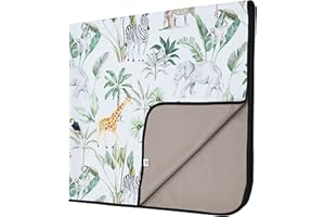 PIUESS Grow Wild Non Slip Baby Splash Mat for Under High Chair | Waterproof, Washable Messy Floor Protector, Play Mat for Toddlers, Kids Craft (Tropical Jungle)