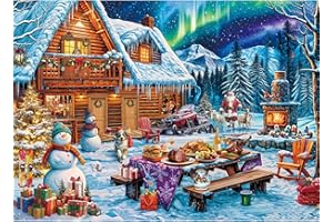 HUADADA Jigsaw Puzzles for Adults 1000 Jigsaws Christmas under the Northern Lights1000 Piece Jigsaw Puzzles for Adults Family Puzzle Game Christmas Puzzle Gifts