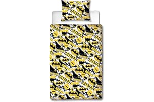 Character World - Copripiumino singolo ufficiale Batman con motivo mimetico | blu reversibile su due lati | federa per cuscino