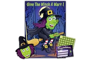 UKPG Halloween Party Game – GIVE THE WITCH A WART | 35 Players | Prize | XL Poster Included for Halloween Party, Halloween Decoration, Halloween Party Supplies, Halloween Games