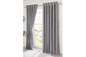 Home Harmony® Heavyweight Luxury Fully Lined Pair Of Corduroy Eyelet/Ring Top Curtains (Charcoal, 90" x 90")