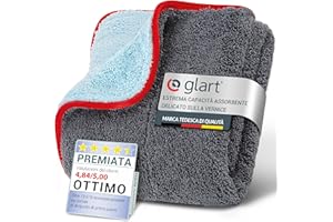 Glart 471PP Panno lucidatura auto - Asciugamano microfibra premium per vetri, cruscotto e lucidatura senza graffi, 60x40 cm, grigio blu