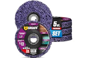 Reinigungsscheiben 125mm für Winkelschleifer – CSD Scheibe 125 mm Mittel für Metall, Edelstahl, Stahl, Farbe – Violett Grobschleifscheiben, Gewebescheibe und Rostenferner für Flex 5 Stück GRAFF