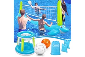 Jojoin Pool Volleyball Game - 304 Zentimeter Aufblasbare Pool Float Set mit Volleyballnetz und Basketballkörben- Pool Volleyball Spiel für Kinder und Erwachsene (304 x 110 Zentimeter)