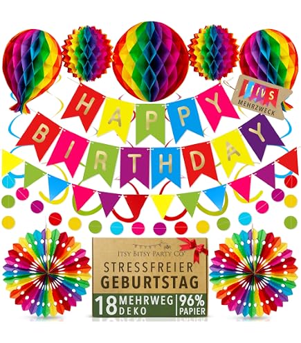 Amakando Regenbogen-Spiralen – 4 Stück, Je 60 Cm, Bunte Partydeko Für Geburtstag & Motto-Party