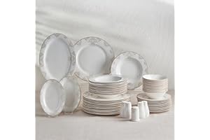 Karaca Siena Service de table élégant 56 pièces pour 12 personnes, Service de Table Porcelaine Blanche de haute qualité, Assiettes Plates Vaisselles Dinner
