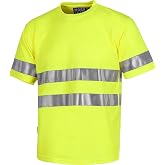 WORKTEAM High Visibility Short-Sleeved T-Shirt, Reflective Tapes, High Visibility EN ISO 471:2013. Plus Sizes Unisex