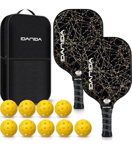 Dinkly Pickleball Set Mit 2 Schlägern – USAPA-zugelassen, Graphit/Fiberglass, Inkl. 4 Bälle & Tasche – Ideal Für Anfänger & Freizeitspieler