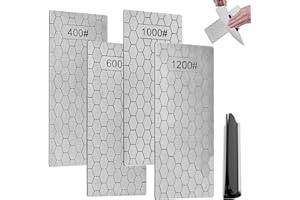 UMILKI Diamant Schleifstein,4 Stück 400/600/1000/1200 Körnung Diamant Schleifstein Set mit Messerschleifen Winkelhilfe,Ultradünn Diamantschleifplatten Emery sharpening stone