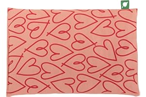 Herbalind Kirschkernkissen Herzchen Allover Druck – EIN Wärmekissen als Geschenk Büro und Zuhause – Trockene Wärmeflasche für Mikrowelle im Herz Design - Blush/Rot 30x20 cm