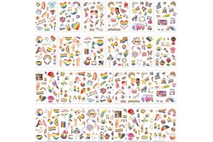 XIHIRCD 32 Sheets/480+pcs Gay Pride Stickers, Rainbow Sticker Decor for Queer Trans Bi Lesbian LGBTQ Accessories for Laptop Car Helmet Water Bottle Skateboard Party Decoration