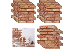 XNZMYN 30 Pieza Papel 3D Rojo Ladrillo Pared Autoadhesivo, Grueso Impermeable PVC Panel Decorativo para Cocina, Oficina y Dormitorio