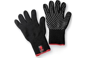 Weber Guanti da Barbecue Premium - Taglia S/M, 1 Paio, in Tessuto Misto Kevlar, Neri e con Punte in Silicone, Protezione da Temperature Molto Alte - Nero (6670)