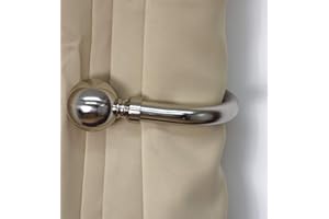 Home Harmony Decorative Curtain Holdbacks Wall Mounted Curtain Tie Backs Pack of 2 Availablie in Black or Silver (Silver, Round Ball)