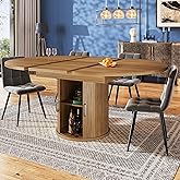 Easexcy Extendable Dining Table, Kitchen Table, Balcony Table, Round Dining Table, Extendable to Oval, 118-158 cm, Capacity f