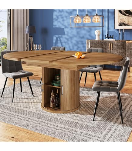 WFL GROUP Runder Ausziehbarer Esstisch für 8-12 Personen - Loft Style Tisch mit Weißen Metallbeinen - 120 bis 200 cm - Industrieller Tisch für Wohnzimmer - Spacesaver - Weiß