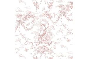 Timeet Peel and Stick Wallpaper Pink and White Self Adhesive Wallpaper Cupid Manor Painting 41x300CM Waterproof Vinyl Wrap Sticky Back Wallpaper for Living Room Bedroom Wall Cabinet Shelf