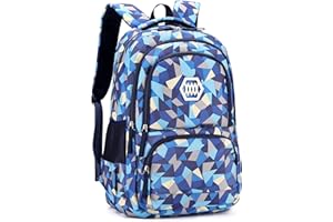 BANSUSU Geometric Print Girls Boys Backpack Primary Secondary School Bags