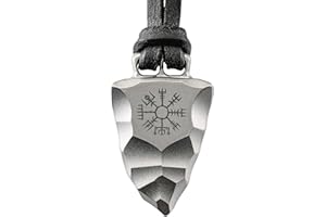 Element of Gods Titan Faustkeil Vegvisir Wikingerkompass Anhänger mit Lederband in schwarz