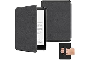 MoKo Étui Compatible avec 7" Kindle Paperwhite (12e Génération-2024) et Kindle Colorsoft Signature Edition 2024, Etui léger avec Dragonne Auto Wake/Sleep pour Kindle Paperwhite 2024, Denim Noir