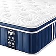 TeQsli 4FT6 Double Mattress, 10.6 Inch Memory Foam Sprung Hybrid Mattress for Pressure Relief & Edge Support, 9-Zone Support Orthopedic Matress Medium Firm with Skin-Friendly Fabric 135x190x27cm