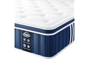 TeQsli 4FT6 Double Mattress, 10.6 Inch Memory Foam Sprung Hybrid Mattress 9-Zone Orthopedic for Pressure Relief & Edge Support - Medium Firm with Skin-Friendly Fabric 135x190x27cm