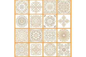 YOUYIKE Plantillas de Mandala, 16 Piezas 6 x 6 Pulgadas Grande Reutilizable Plantilla de Pintura Cortada para Decoración de Bricolaje, Madera, Rocas y Paredes Arte, Pintar/Dibujo Mandalas