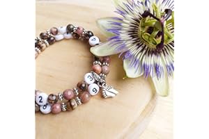 Naïris bijoux Bracelet d'allaitement Rhodonite - permet de noter l'heure de la dernière tétée ou dernier biberon - modèle Samnith