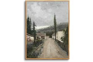 hyidecorart Cuadros Decoracion Dormitorios con Marco Madera, 30x40 cm Vintage Lienzos Decorativos Pared Salon, Cuadros Pequeños Decoracion Pared Camino Rural Cabaña, Wall Art Comedor Pasillo Baño