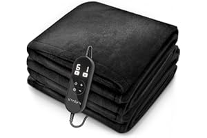 sinnlein® Heizdecke aus Plüsch 200 x 180 cm | elektrische Wärmedecke mit Abschaltautomatik | Kuscheldecke | Timerfunktion | 9 Temperaturstufen | waschbar bis 40°C | Digitalanzeige