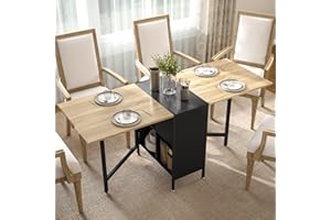 HOMCOM Mesa Plegable de Comedor, Mesa de Cocina Plegable, con Alas Abatibles, 4 Compartimentos, 3 Formas, hasta 4 Personas, para Salón, Espacio Pequeño, 169x60x75 cm, Natural Oscuro