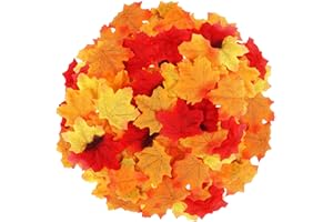 sulanmo 200 PCS Feuilles Automne, Feuille d’Érable Artificielle de Couleurs Mélangées, Maple Leaf, pour Décoration Automne, Mariage, Thanksgiving, Halloween
