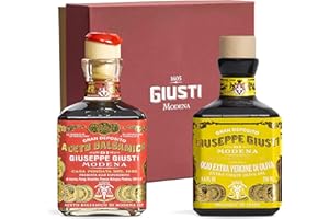 Giuseppe Giusti Balsamic Vinegar and Olive Oil Set Gran Deposito Aceto Balsamico Di Modena PGI and Extra Virgin Olive Oil From Italy Gift Set Cold Pressed Oil and Vinegar Gourmet Cooking Gifts