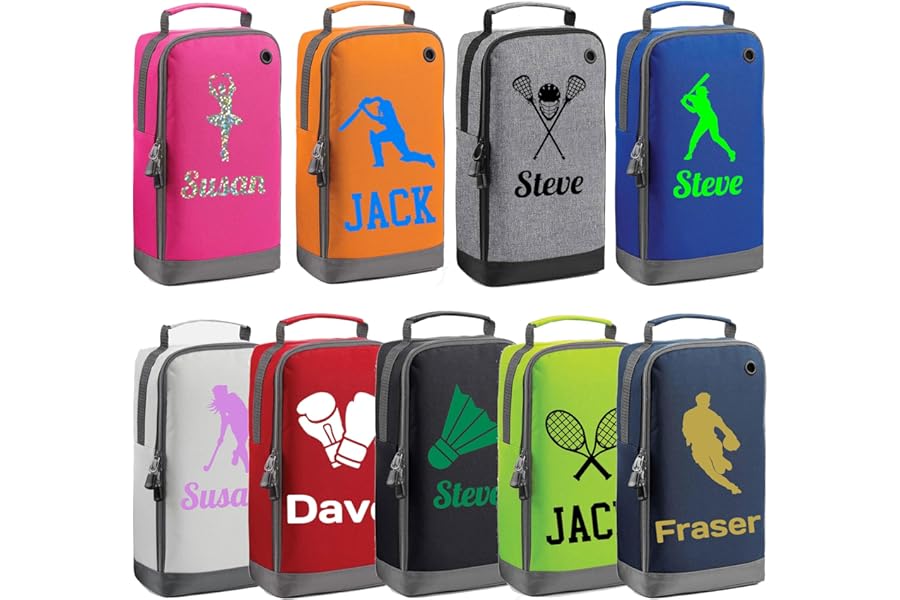 Personalised Boot Bag – Custom Name Sports Shoe Bag – Water-Resistant & Easy Clean – Colourful Design for Kids School PE, Football, Rugby, Dance, Badminton, Golf – Ideal for Boys & Girls (Navy)