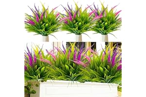 ‎JADEUNM 6 Bündel Künstliche Blumen wie Echt,Kunstpflanzen Wetterfest Sträucher Plastikpflanzen Grünpflanzen UV-beständige 6 Farben Künstliche Blumen Außen Outside Decoration für Außenbereich Balkon Garten