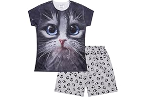 THEPYJAMAFACTORY Pijama corto de ojos azules para niñas con estampado de pata