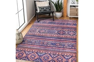 NETLINE HOME Machine Washable Area Rugs For Kitchen, Bedroom, Dining and Living Room | Kid Pet Friendly Rug | Oriental Design Carpet | Low Pile | Non Slip (Blue, 80X150 CM)